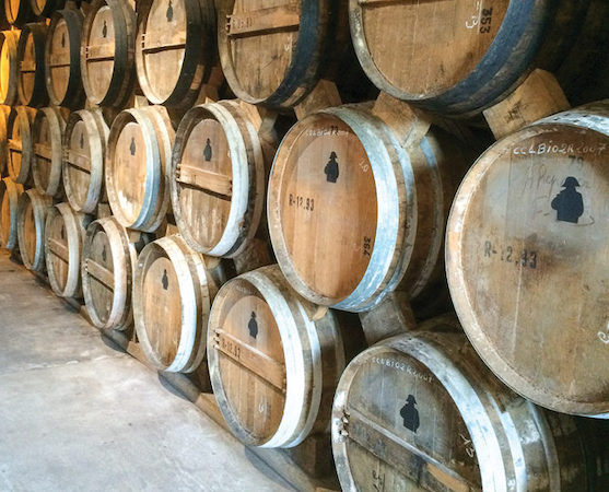 Cognac aging in barrels at Courvoisier.